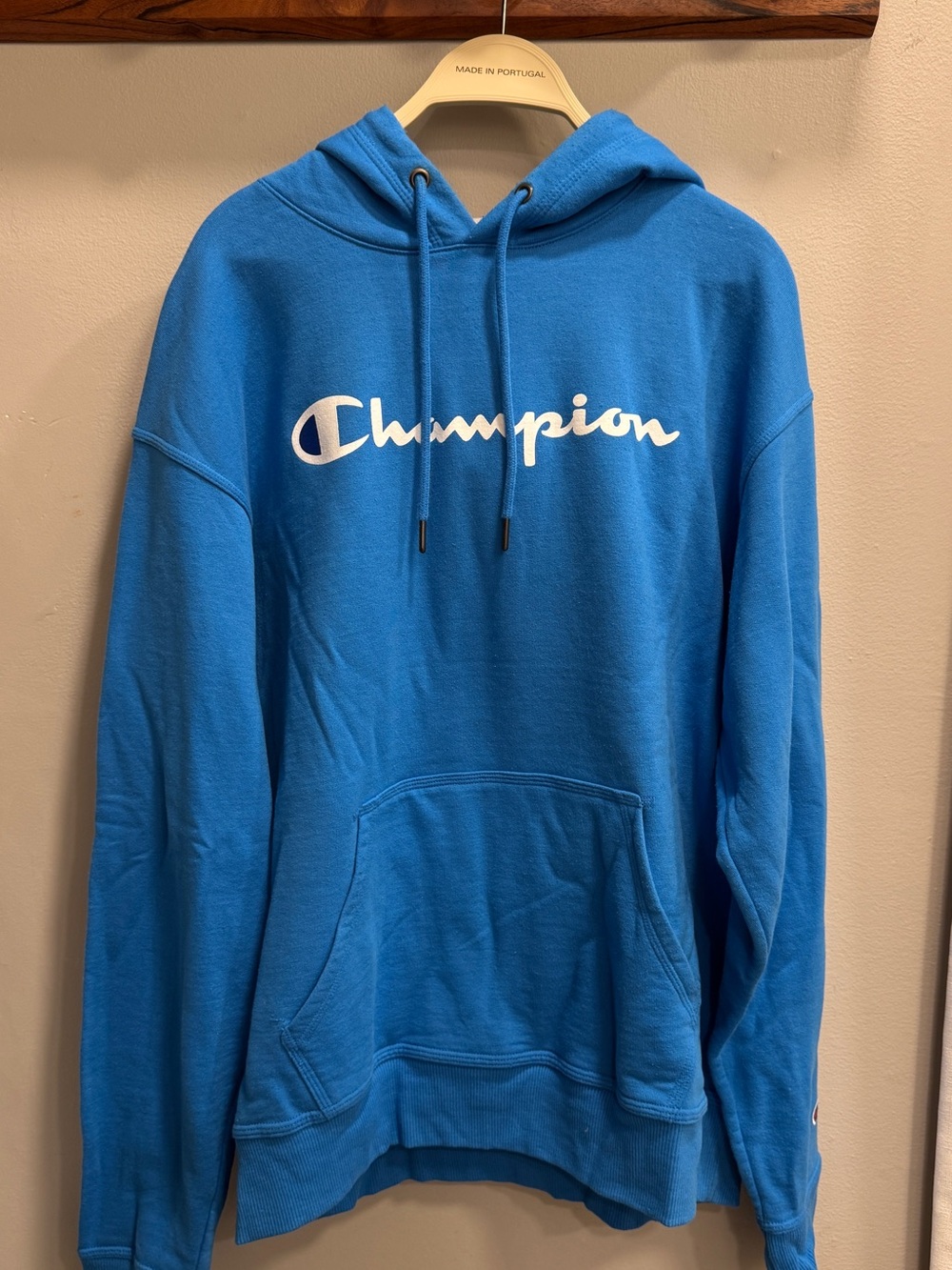Champion Blue Hoodie with White Logo